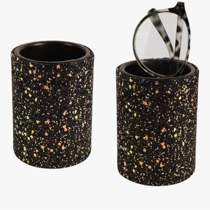 New! 2 Black Glitter PU Leather Holder for Makeup Brushes, Eyeglasses, Pens etc
